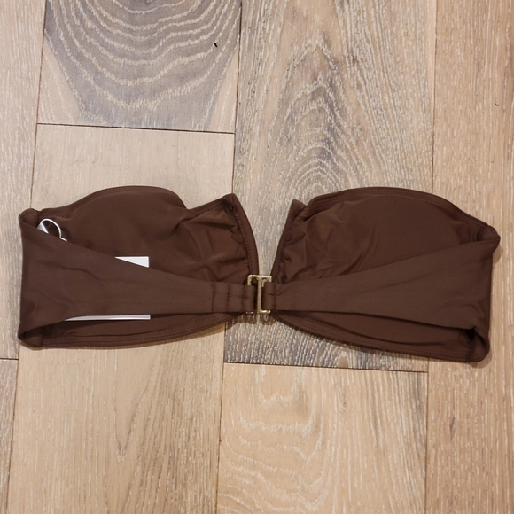Andie Swim Espresso Brown Bandeau Padded Scala bikini top size L NWT - Picture 4 of 10